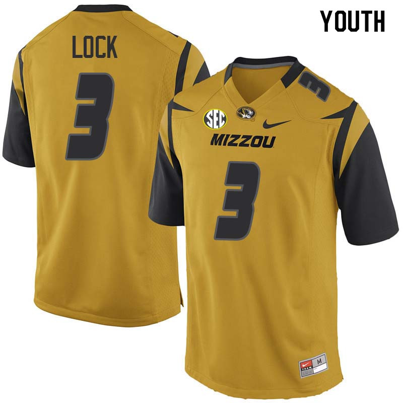 Youth #3 Drew Lock Missouri Tigers College Football Jerseys Sale-Yellow - Click Image to Close
